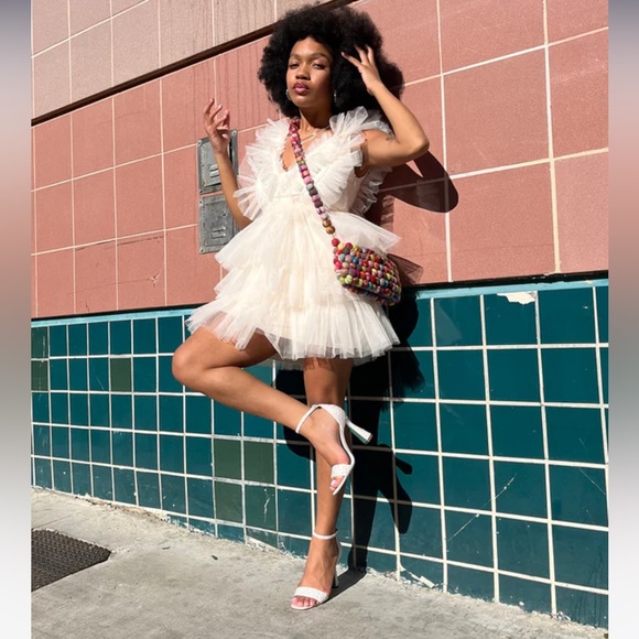 Steve Madden Dresses & Skirts - Steve Madden Ivory Cream Tiered Ruffle Tulle Tutu Fit & Flare Mini Party Dress